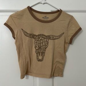Hollister XS baby tee brown & tan
